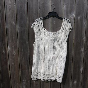 Cato Women's Sleeveless White See Thru Shirt Size 18/20